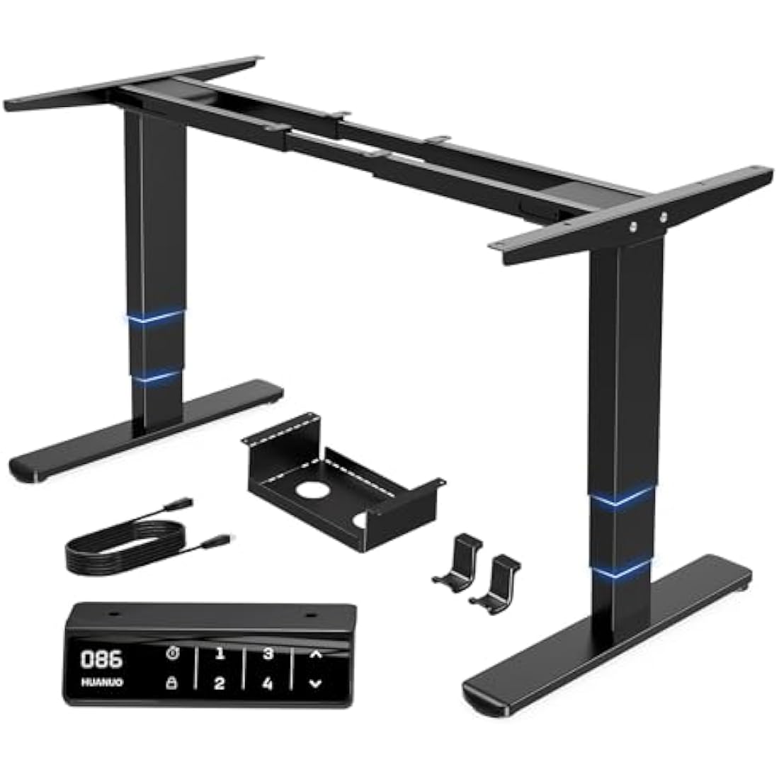 HUANUO Dual Motor 3-Stage Electric Standing Desk Frame - Black