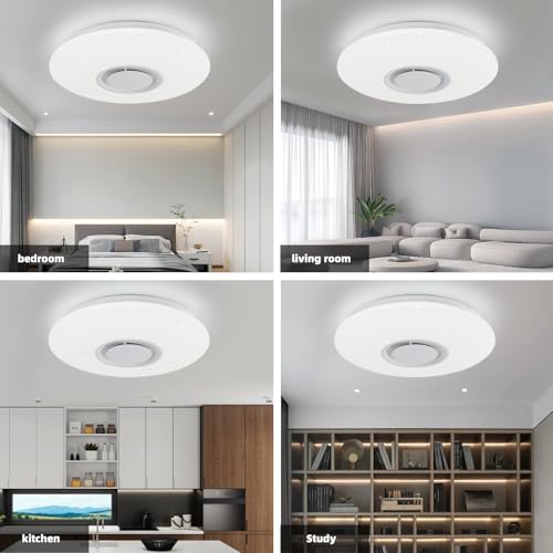 Horevo 36W LED Ceiling Light with Bluetooth Speaker | RGB Flush Mount