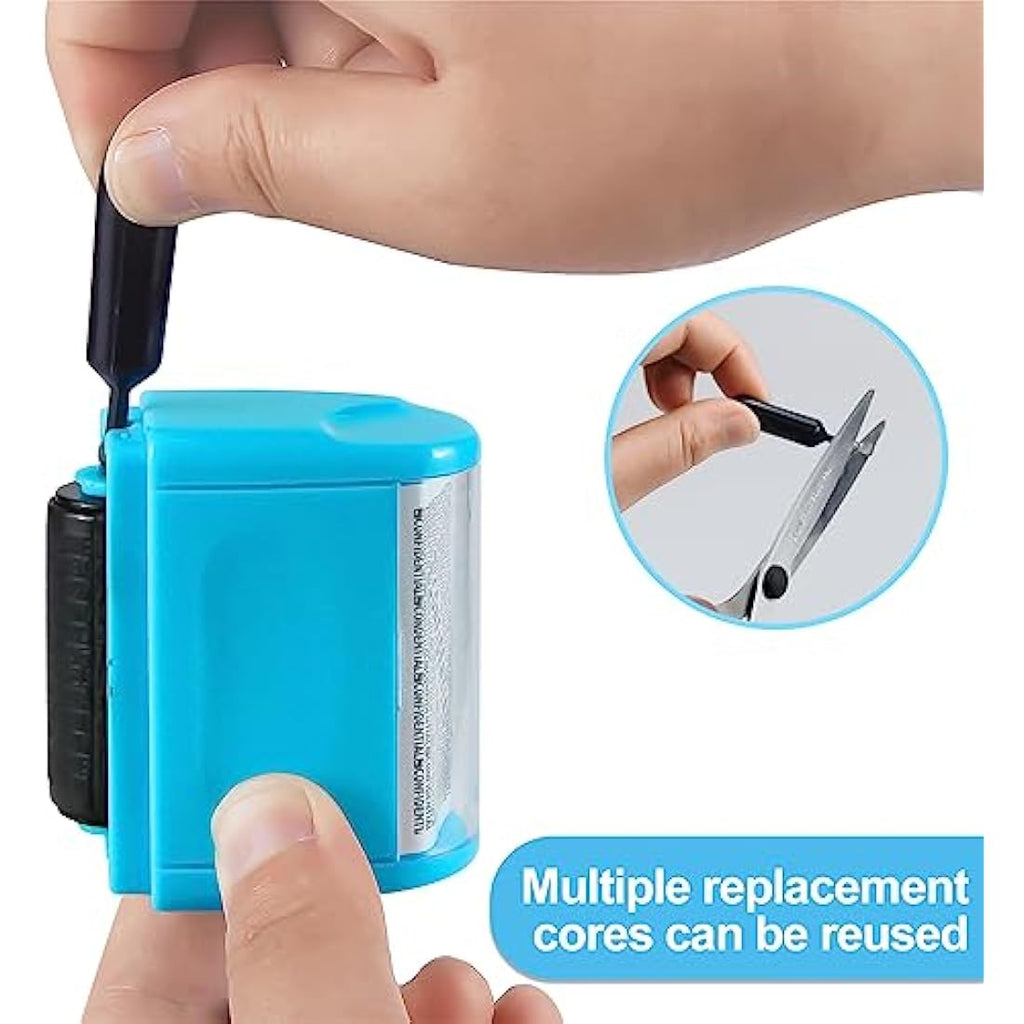 Identity Theft Protection Roller Stamp with 3 Refills – Blue