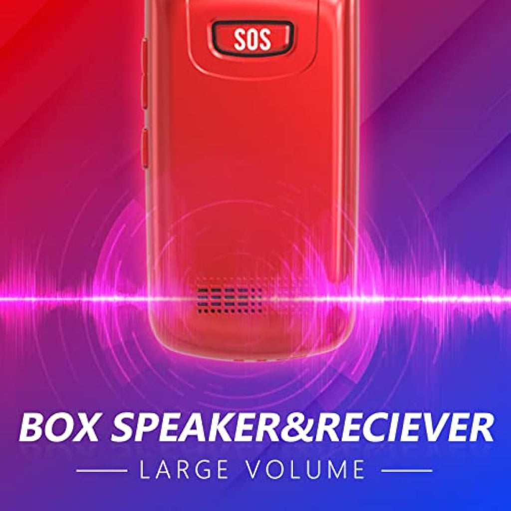 Jolof Store G380D Senior Flip Phone – Big Button Unlocked GSM Mobile (Red)