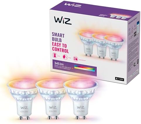 WiZ GU10 Smart LED Glass Bulb – RGB & Tunable White, Matter, 3 Pack