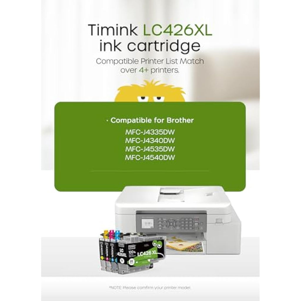 Timink LC426XL High-Yield Ink Cartridges for Brother MFC-J4340DW (4 Pack)