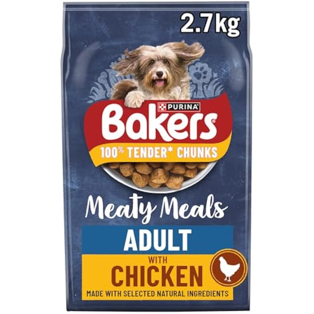 Bakers Meaty Meals Chicken Dry Dog Food - Adult Meaty Chunks, 4 x 2.7kg