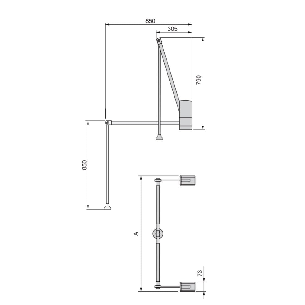 Emuca Pull Down Wardrobe Rail Lift – Adjustable 600-830mm Chrome Steel