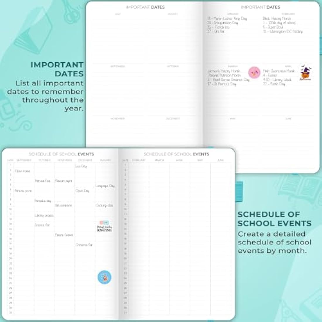 Clever Fox Teacher Planner – Undated Lesson Plan Book, 18x25cm, Turquoise
