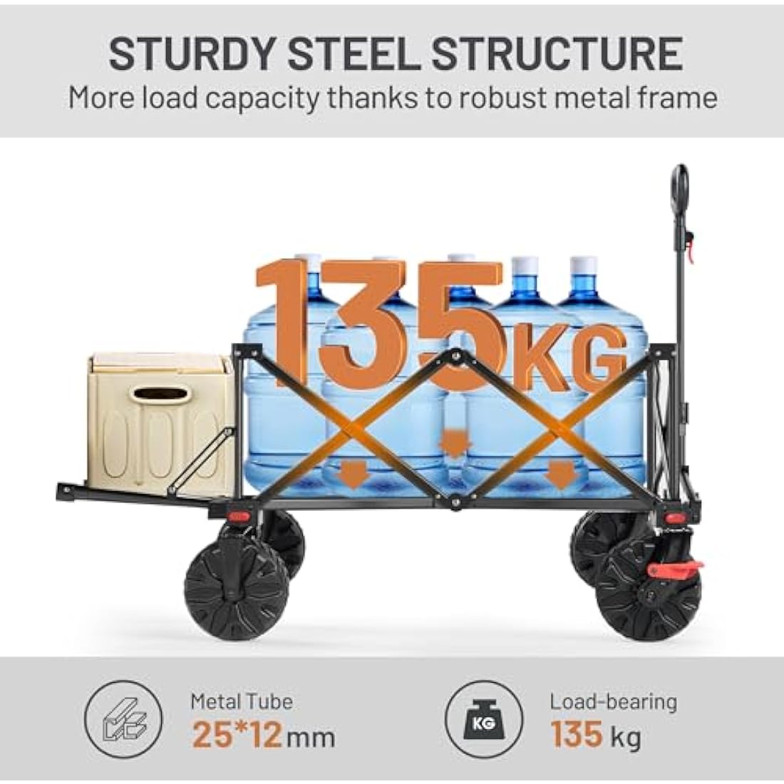 TIMBER RIDGE 300L Folding Festival Trolley | Heavy-Duty Beach Wagon