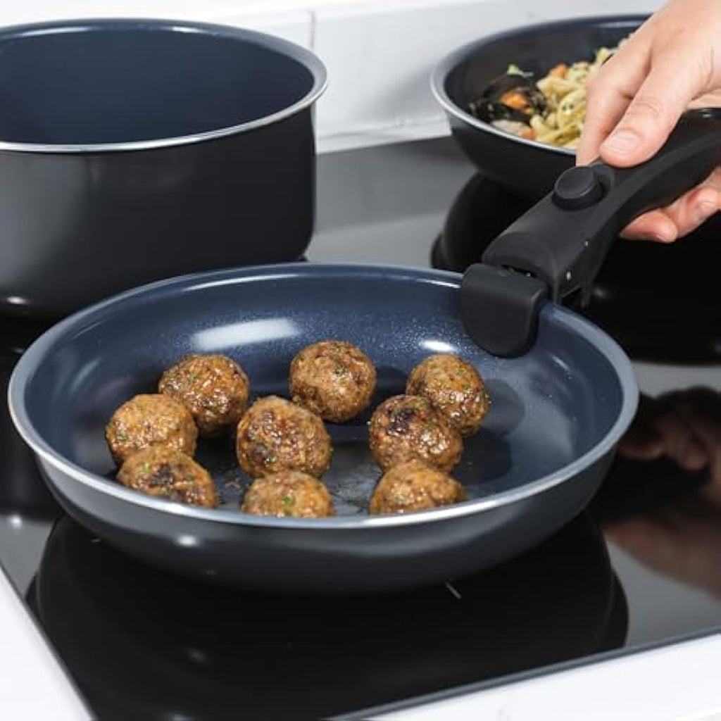 Russell Hobbs Smart Clip 5-Piece Non-Stick Pan Set – Navy Blue