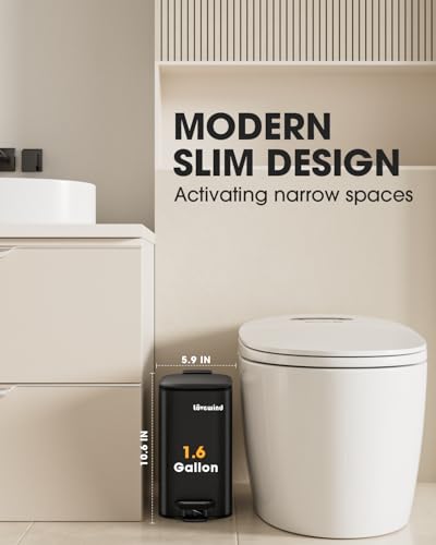6L Slim Bathroom Pedal Bin – Soft Close & Inner Bucket