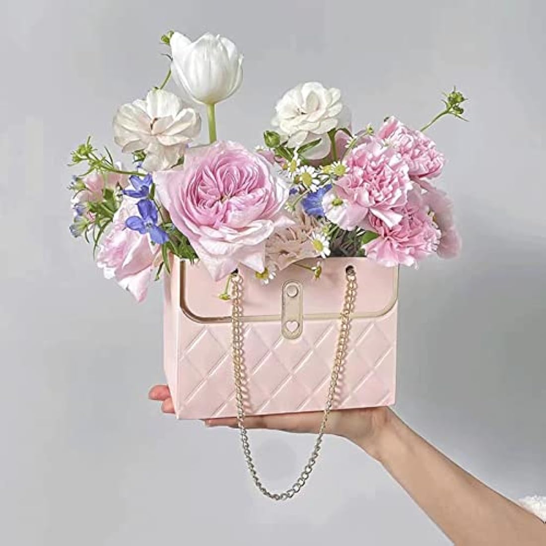 CTDMJ Flower Paper Gift Boxes with Metal Chain - 4PCS Florist Bouquet Bags