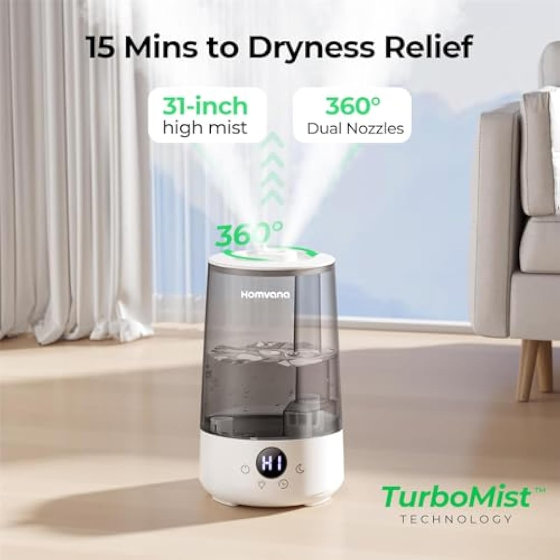 Homvana 3.6L Cool Mist Humidifier & Aroma Diffuser – Silent 19dB for Baby