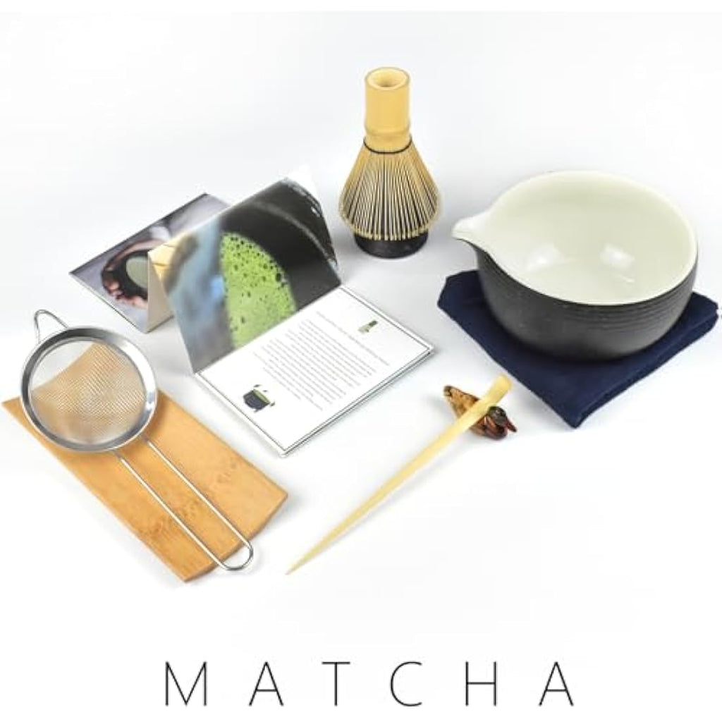 Jolof Store Bluestone Glaze Matcha Kit - 8pc Bamboo Tea Ceremony Set