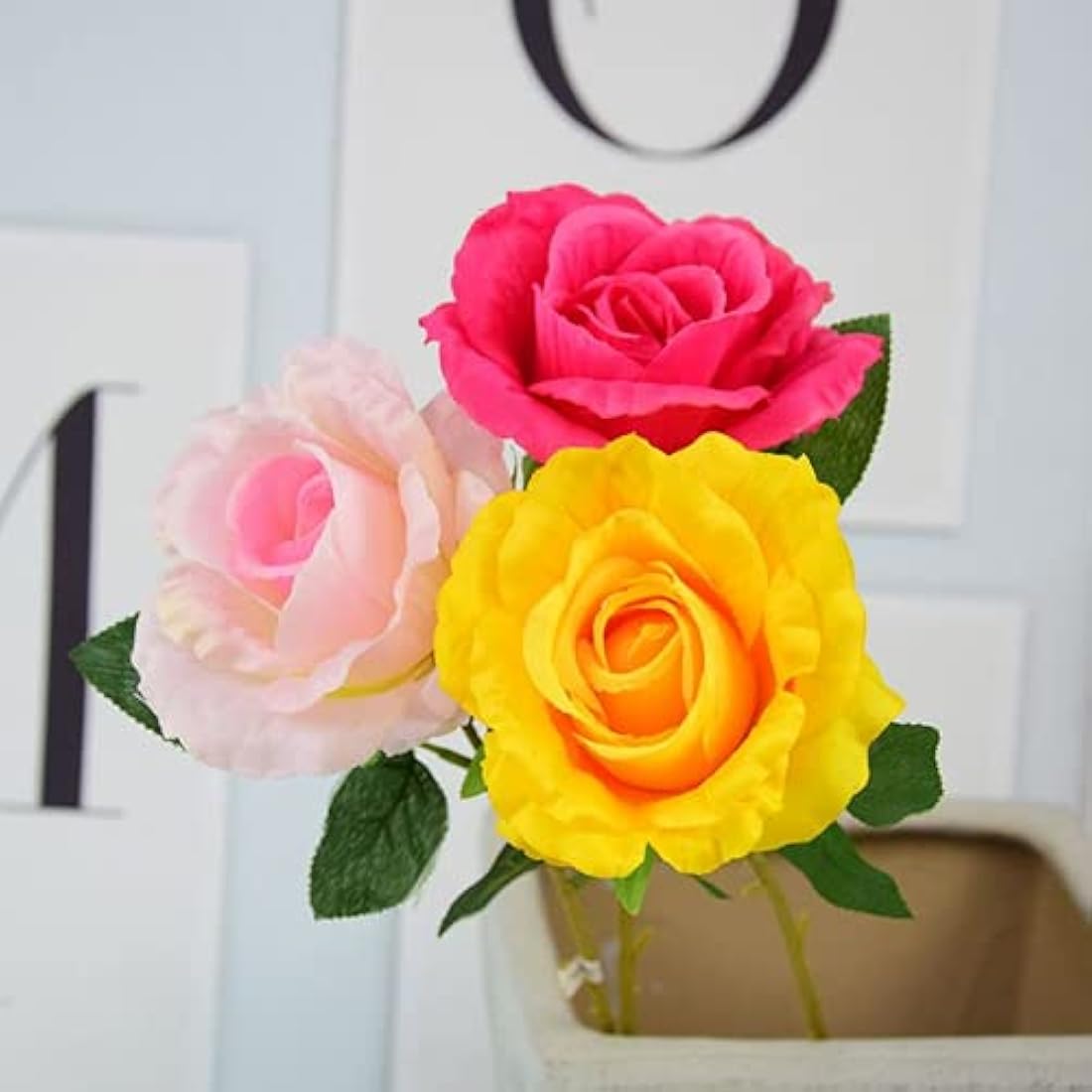 25 Pcs Artificial Silk Rose Flower Heads for DIY - Yellow