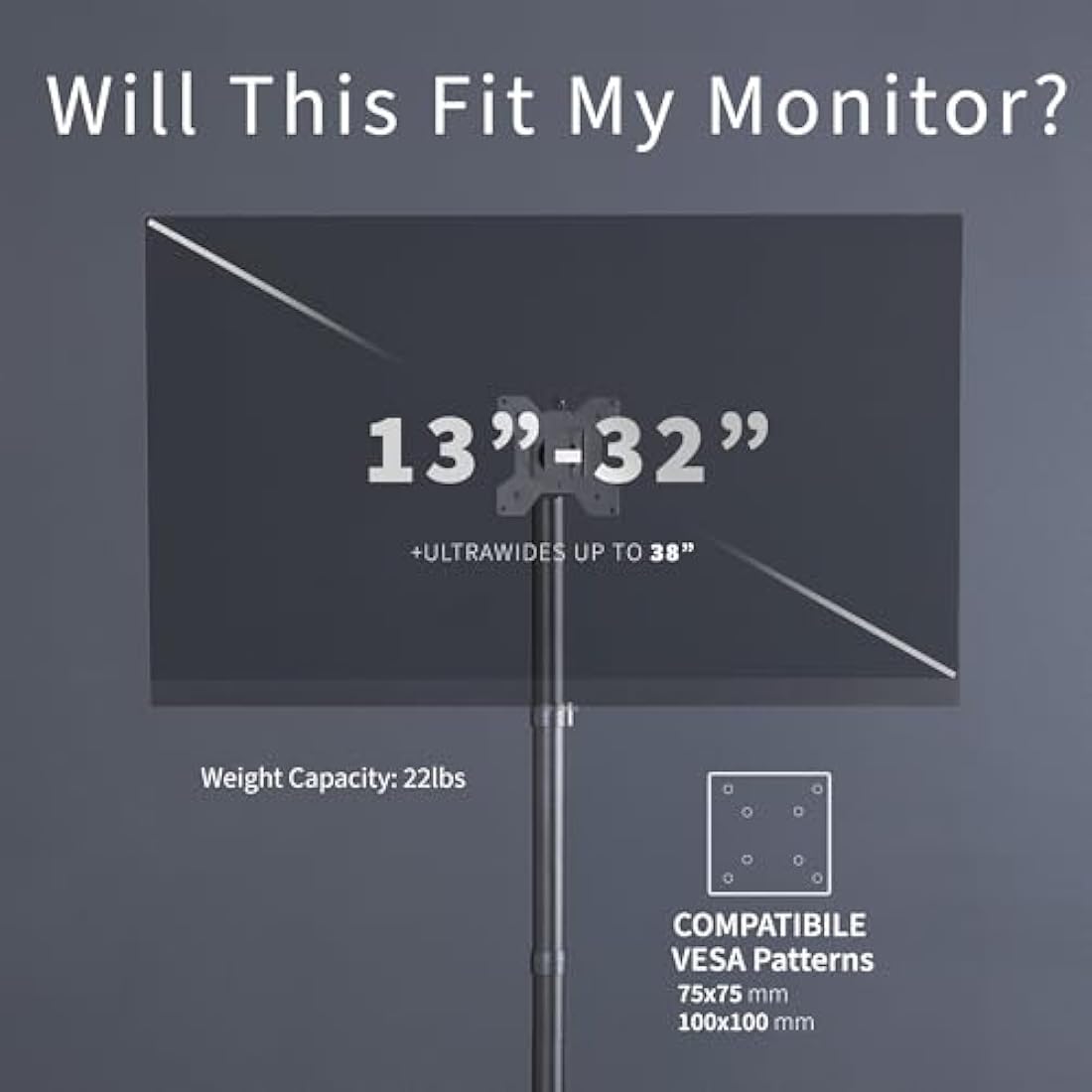 VIVO Extra Tall Single Monitor Desk Mount | 39" Pole for 13-32" Screens