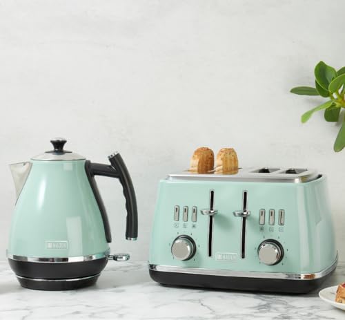 Haden Cotswold Green Electric Kettle – Retro Stainless Steel, 3KW