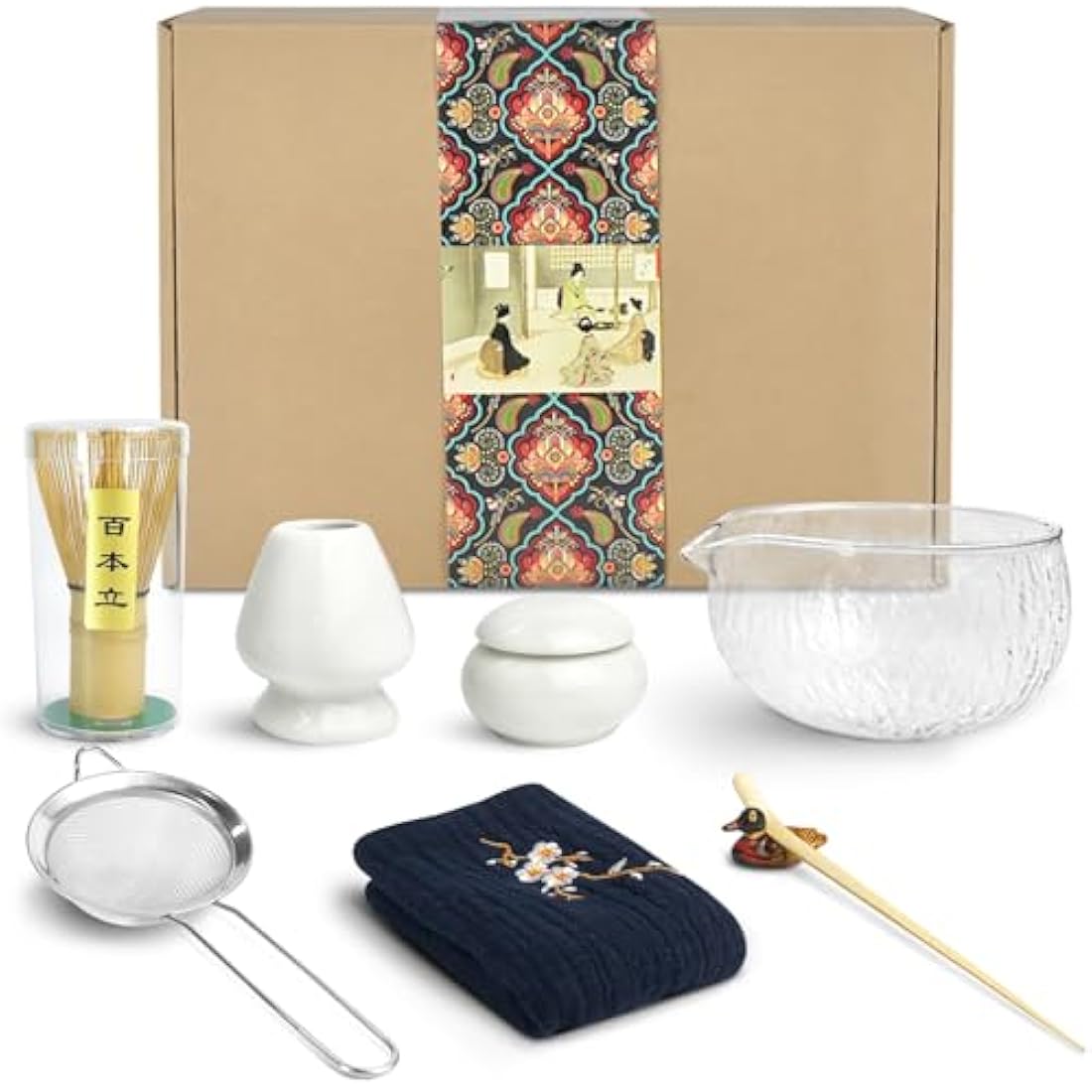 Jolof Store 9-Piece Japanese Matcha Tea Set with Bamboo Whisk - White