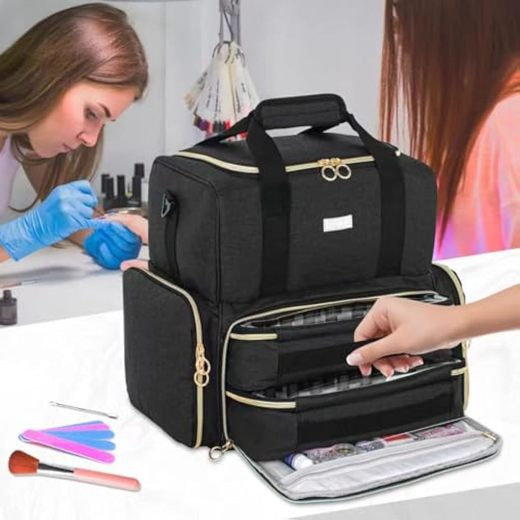 IVODEELA Nail Polish Organiser Bag | Large 80 Bottle Case with Lamp Storage