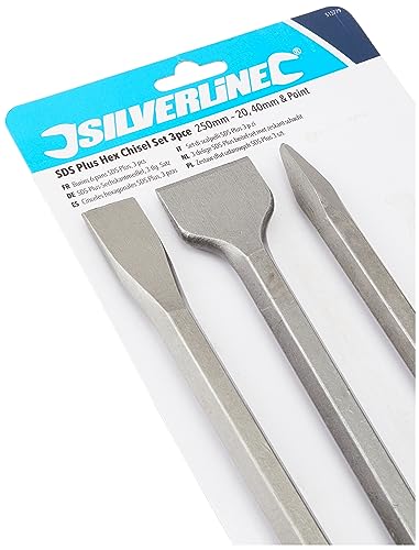 Silverline SDS Plus Hex Chisel Set - 3 Piece Steel Masonry Bit 250mm
