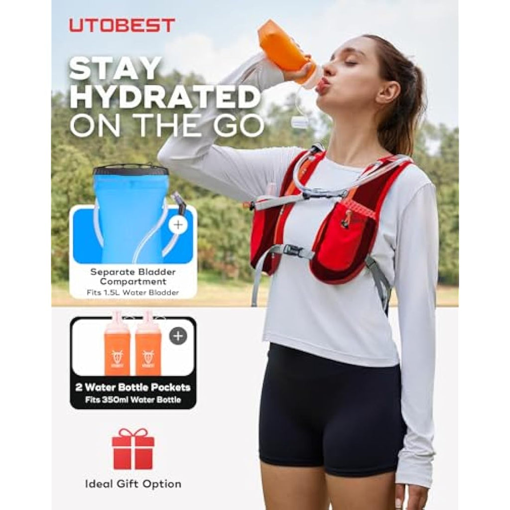 UTOBEST Running Vest – 5L Lightweight Hydration Pack with 1.5L Bladder