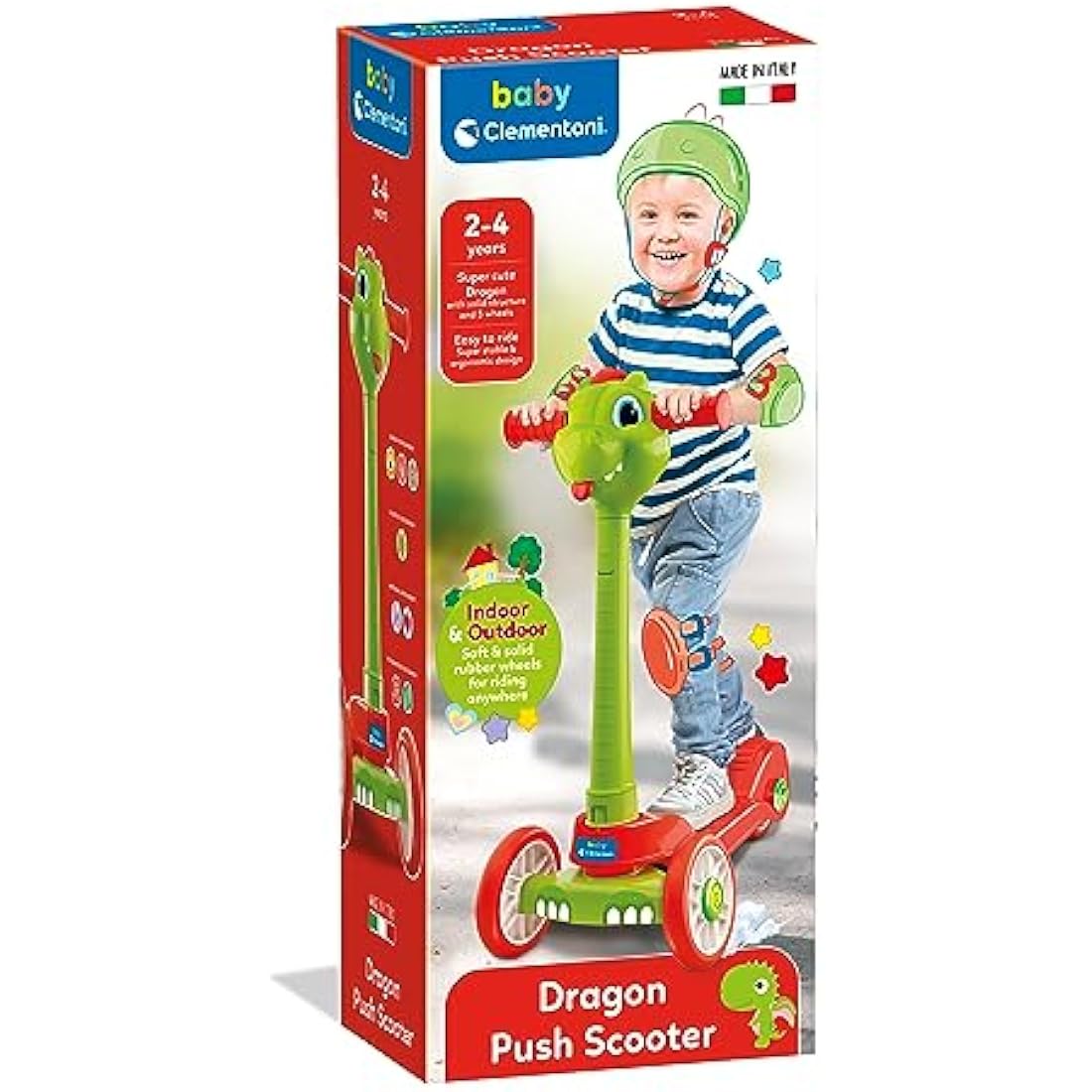Clementoni Dragon 3-Wheeled Toddler Scooter – Safe First Ride-On