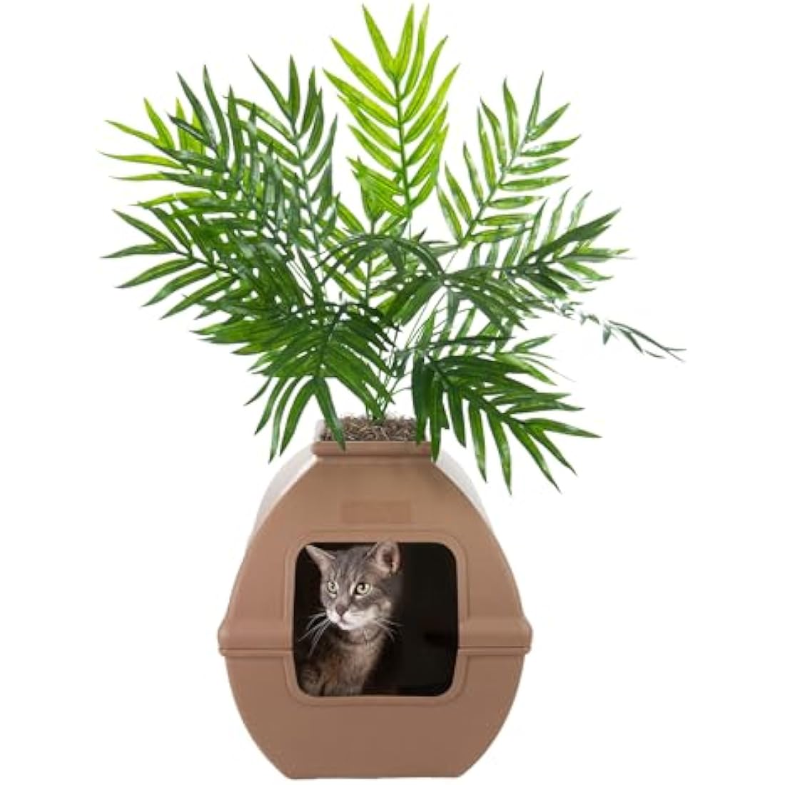 Good Pet Stuff Hidden Litter Box Planter – Enclosed Square Cat Box, Mocha