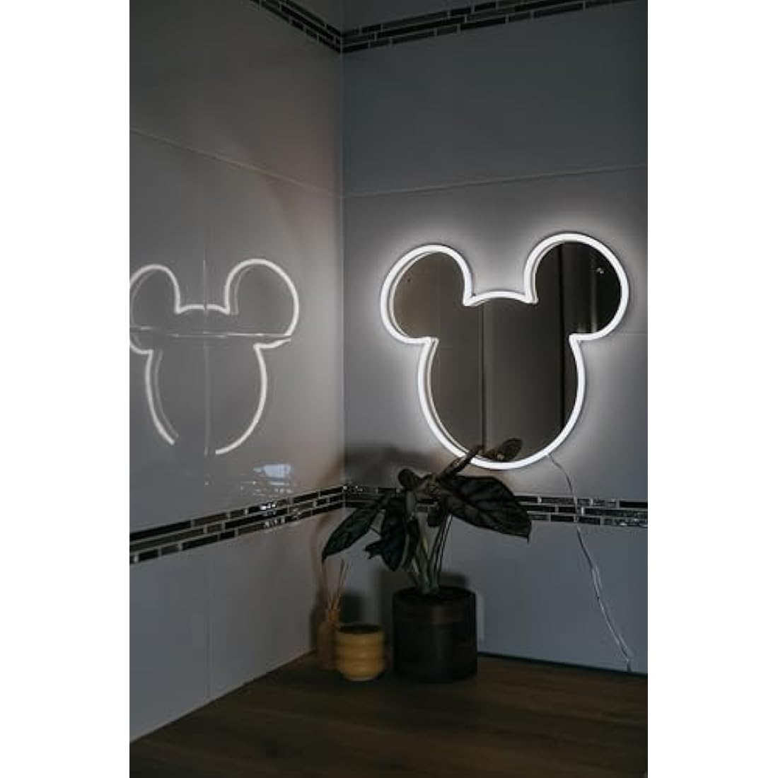 Yellowpop Mickey Mouse LED Neon Sign | White Mirror Wall Decor