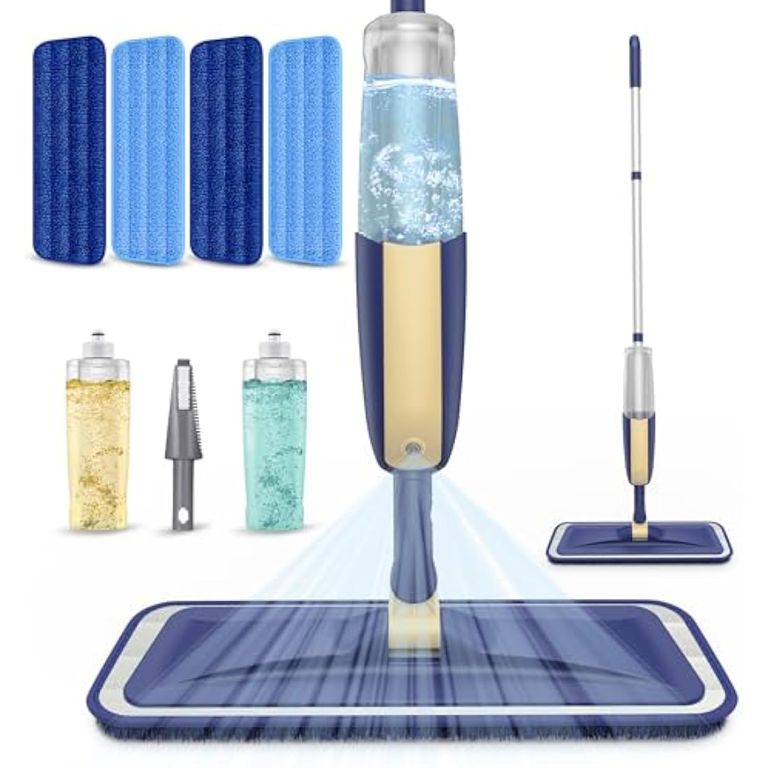 MEXERRIS Microfibre Spray Mop for Hardwood Floors | 4 Pads & 2 Bottles