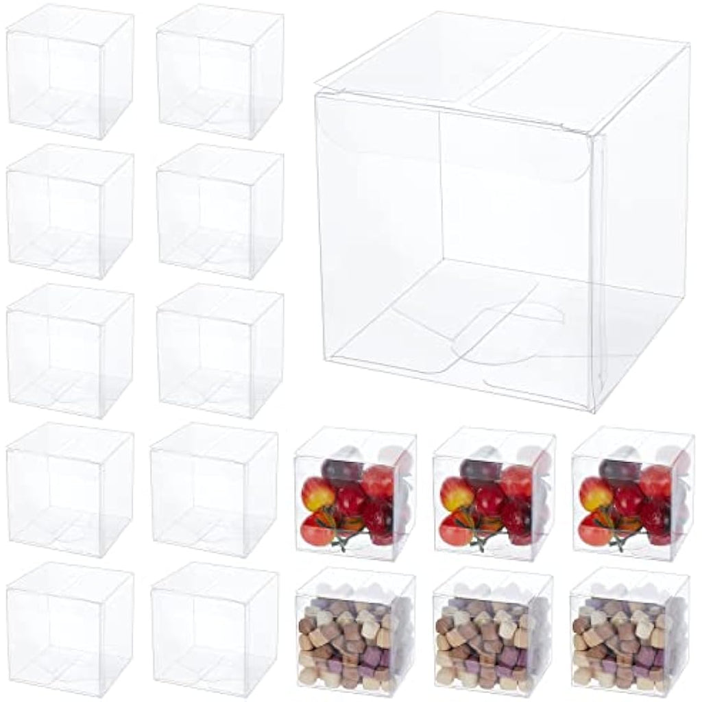 BENECREAT 30PCS Clear PVC Favor Boxes – 7x7x7cm Transparent Gift Cubes