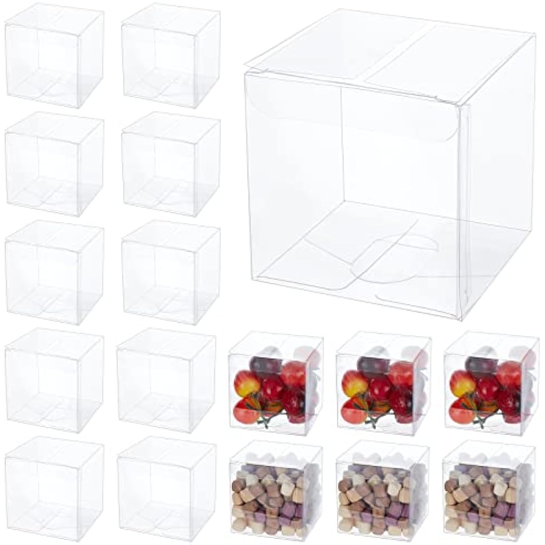 BENECREAT 30PCS Clear PVC Favor Boxes – 7x7x7cm Transparent Gift Cubes