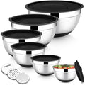 Onader Stainless Steel Mixing Bowls Set - 6-Piece with Lids and Graters