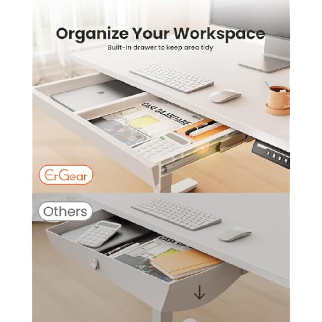 ErGear Electric Standing Desk | 160x80cm Height Adjustable Table with Drawer