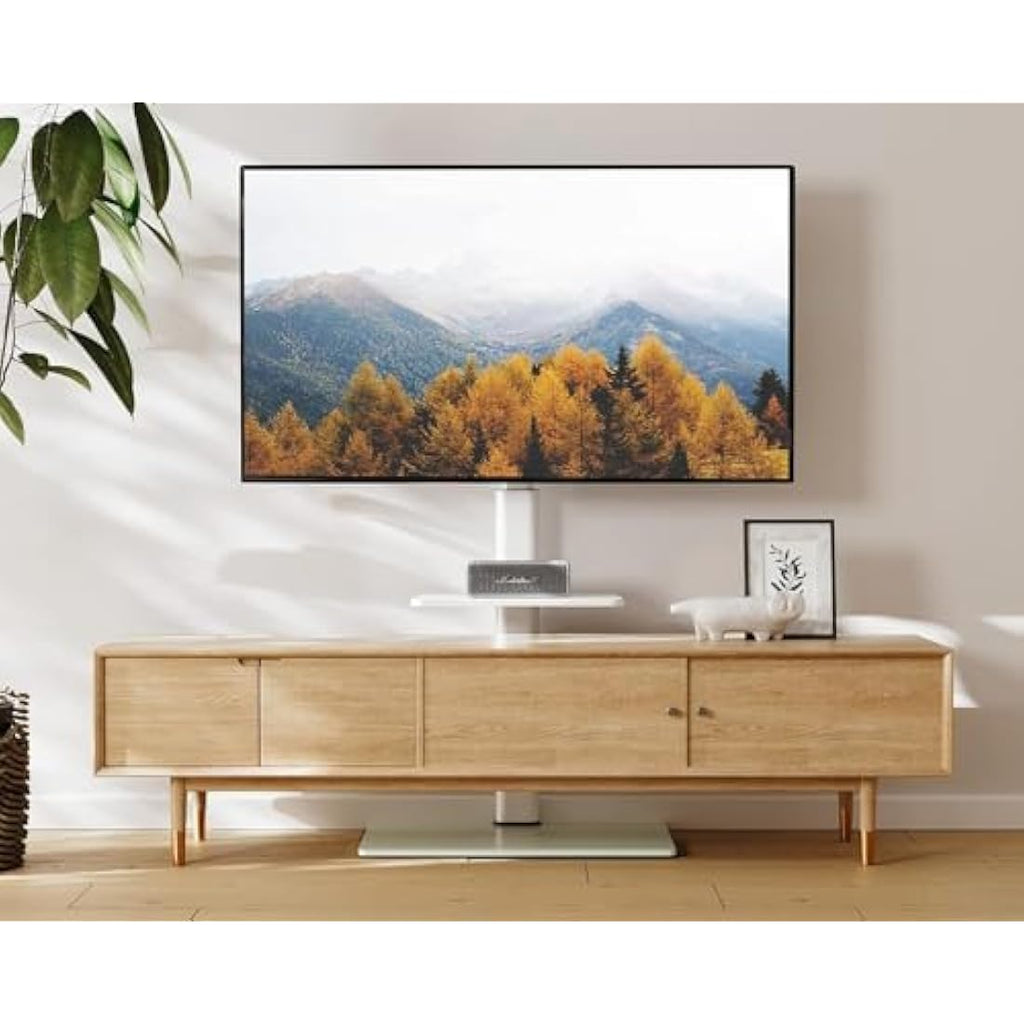 FITUEYES White TV Floor Stand | Swivel Mount for 32-60 Inch TVs