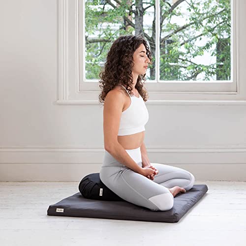 Basaho Zabuton Meditation Mat - Organic Cotton & Recycled Filling, Black
