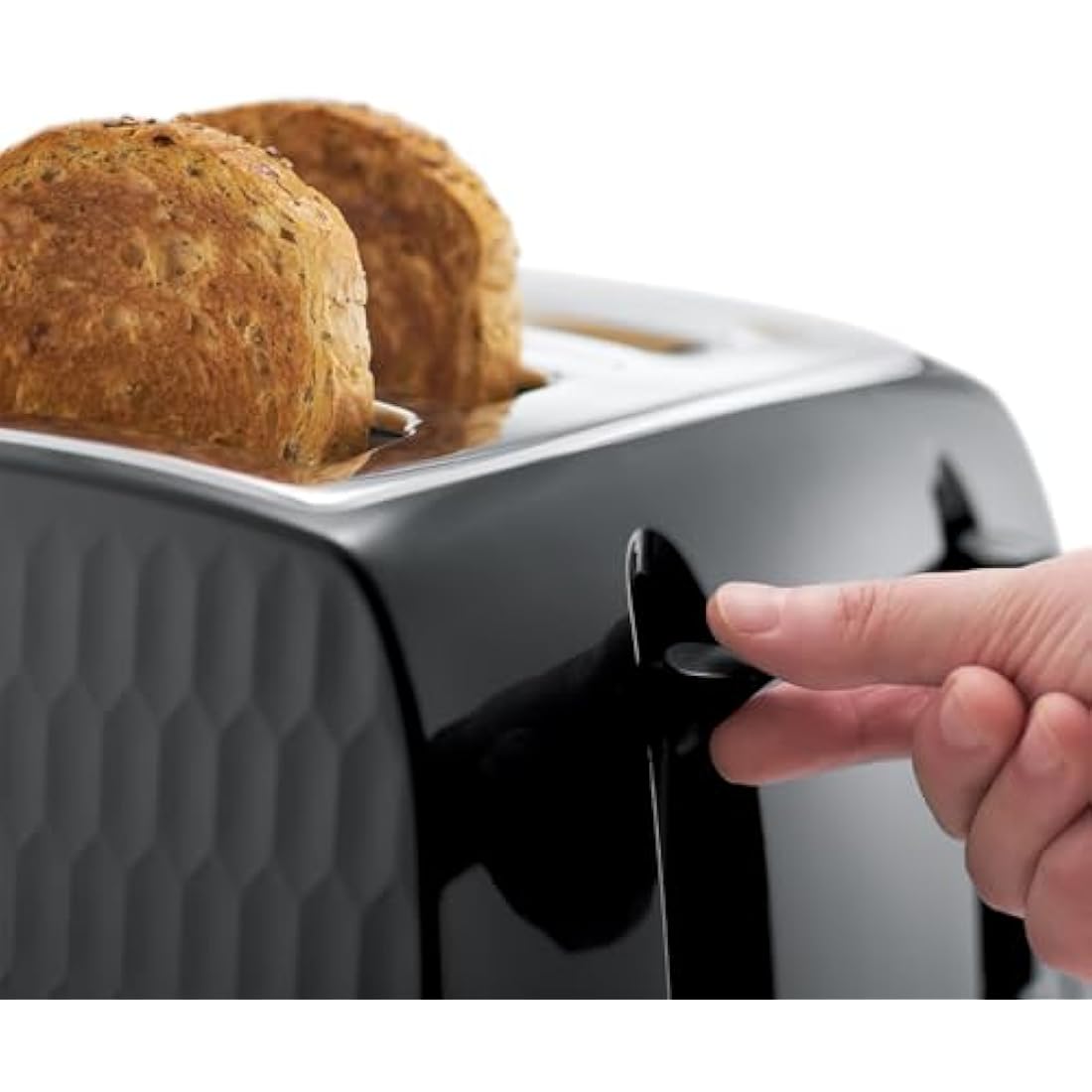 Russell Hobbs Honeycomb 4 Slice Toaster – Black Textured High Gloss