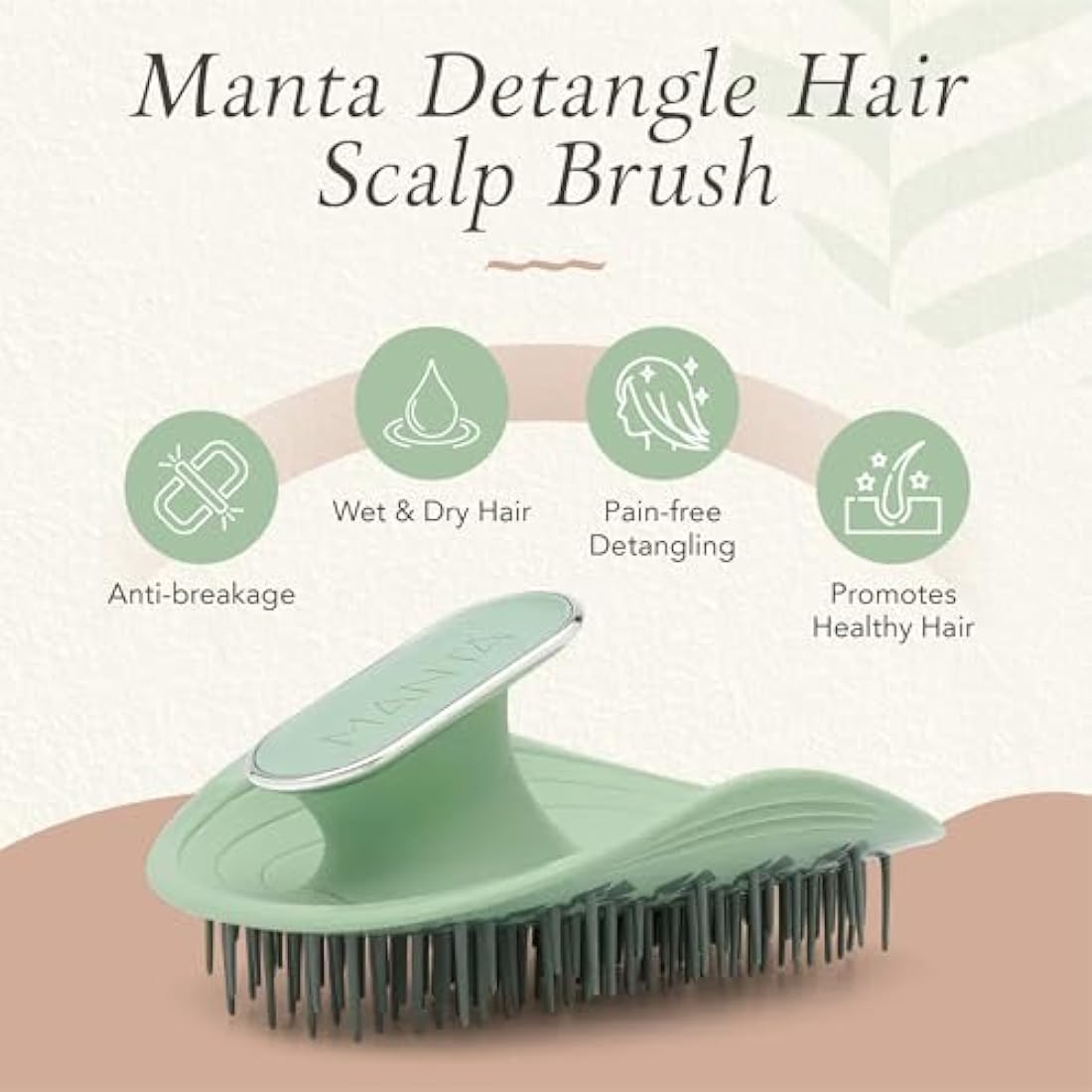 Manta Original Anti-Breakage Detangling Hairbrush – Serene Green