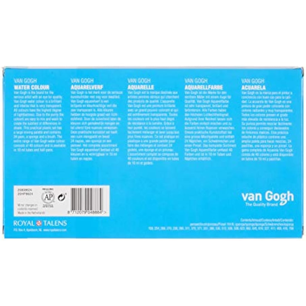 Van Gogh Water Colour Set – 24 Half Pans Plastic Painting Box with Brush
