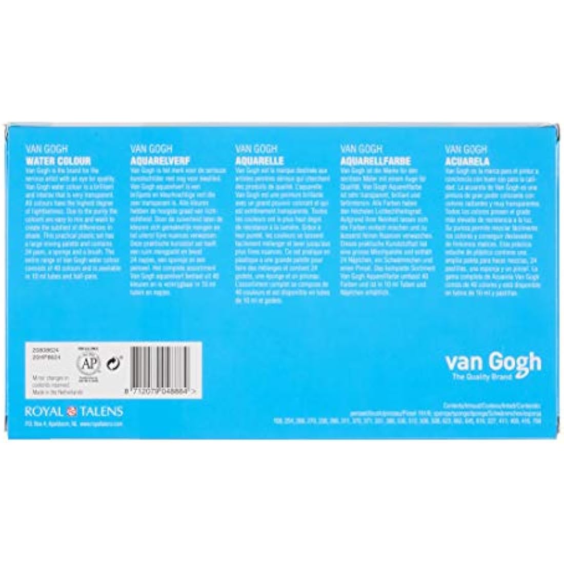 Van Gogh Water Colour Set – 24 Half Pans Plastic Painting Box with Brush