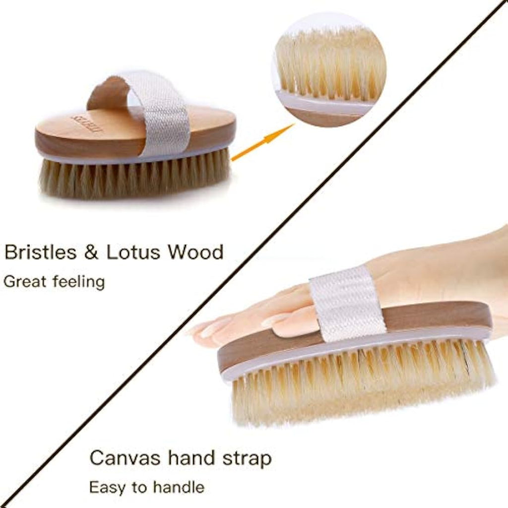 Ithyes Dry Brushing Body Brush | Natural Boar Bristle Exfoliator