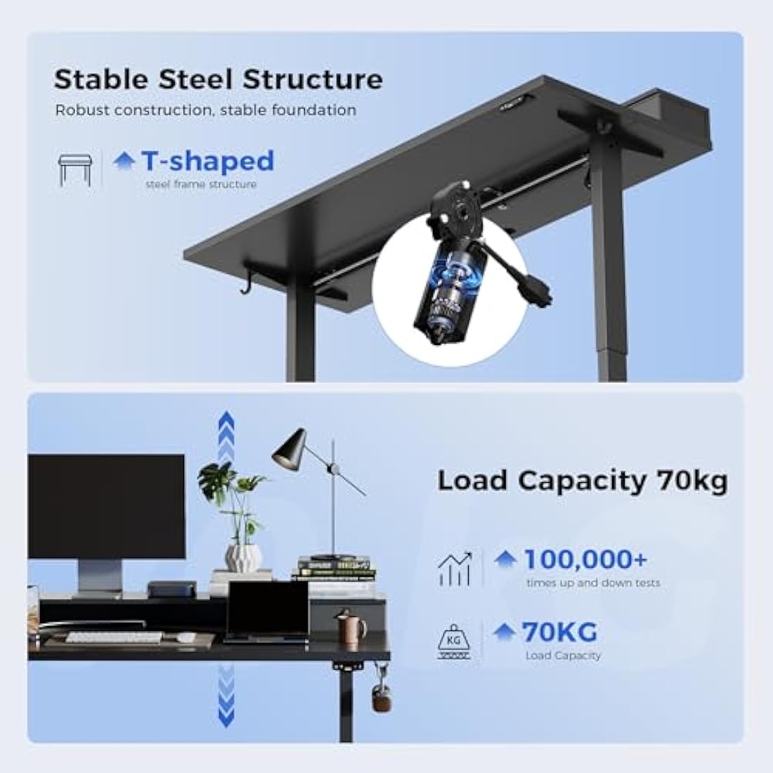 Agilestic Electric Standing Desk - 120x60cm Sit Stand Desk with 2 Drawers