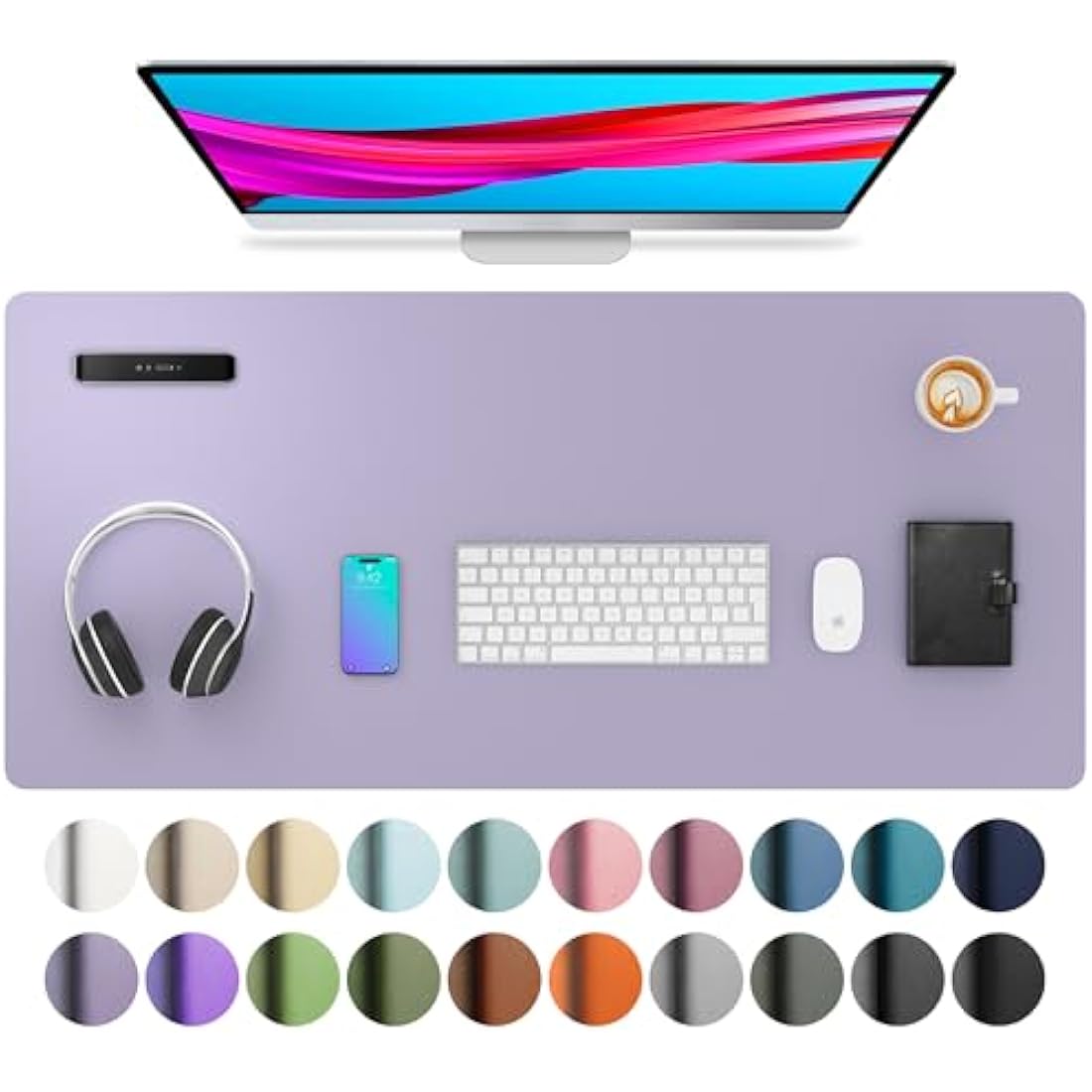 PU Leather Desk Pad – Waterproof Non-Slip Office Mat, Lavender