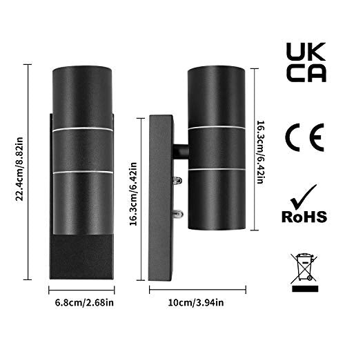 Wondlumi Dusk to Dawn Outdoor Wall Lights | Matte Black IP44 Sconce