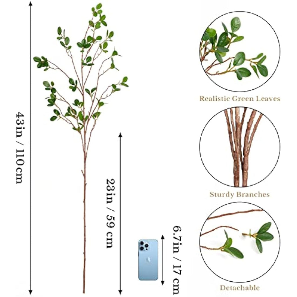 3Pcs Artificial Ficus Branches | 43.3in Faux Greenery Stems