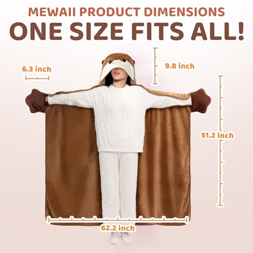 Mewaii Otter Wearable Blanket Hoodie – Oversized Plush Flannel Cloak