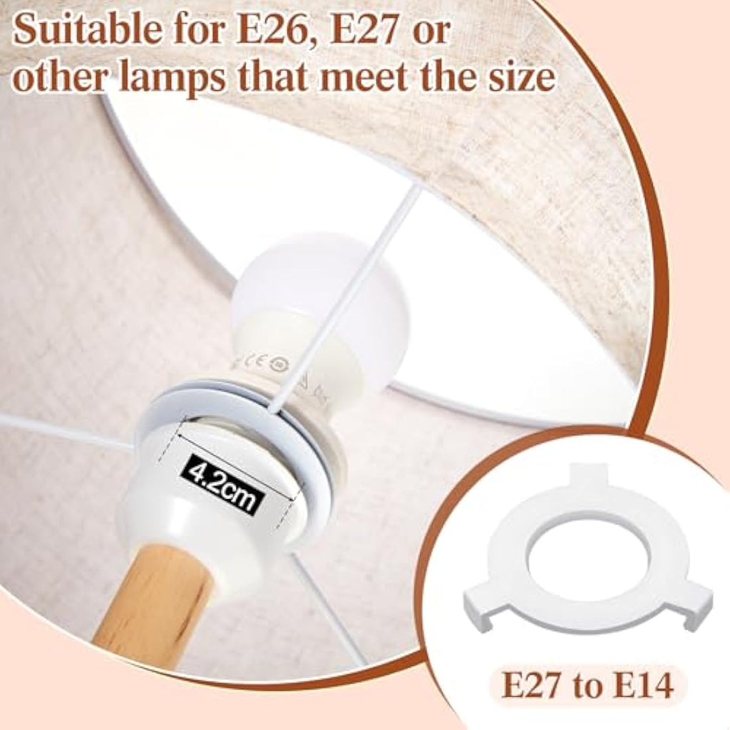 Weewooday Linen Drum Lampshades with E27 to E14 Adapters, 4 Pack – Taupe