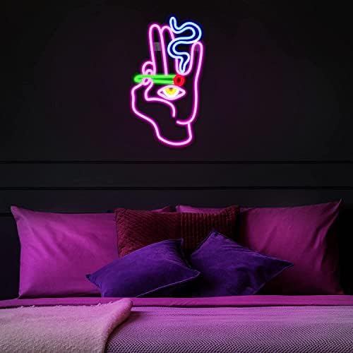 Looklight Hand Evil Eye Neon Sign – Pink & Blue LED Wall Decor