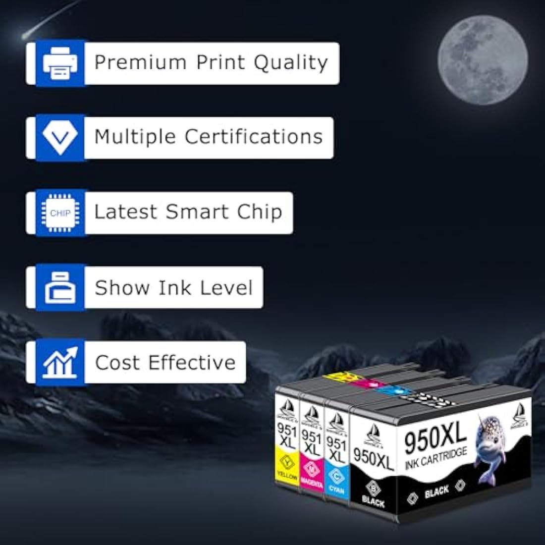DOUBLE D 950XL 951XL Ink Cartridges for HP Officejet Pro 8600 8610 (10 Pack)