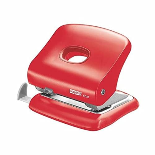 Rapid Fashion FC30 2-Hole Punch – 30 Sheet Capacity, Light Red