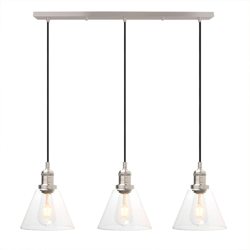 Phansthy Industrial 3-Light Pendant Light | Adjustable Glass Ceiling Lamp