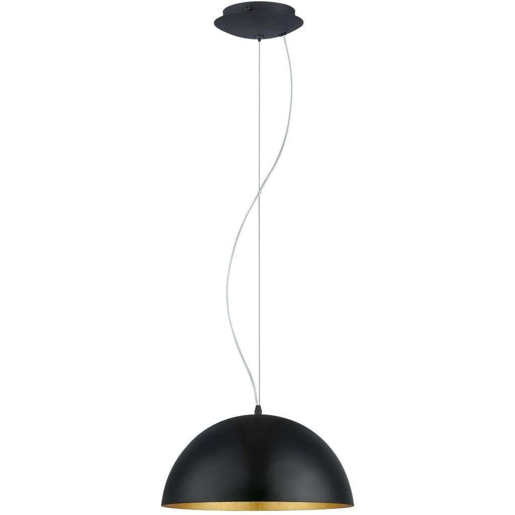 Eglo Gaetano 1 Pendant Lamp | Black & Gold Steel Hanging Light