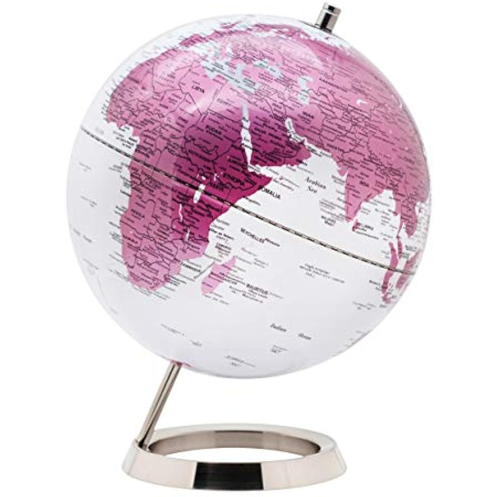 Jolof Store 25cm World Globe – Metallic Pink Earth with Stainless Steel Ring