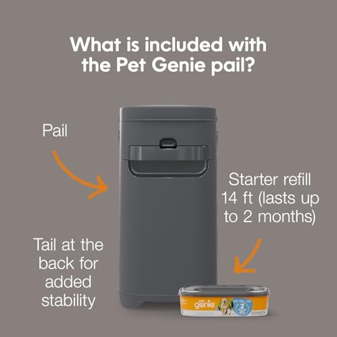 Pet Genie Dog Waste Disposal Pail – Odor Control Poop Trash Can